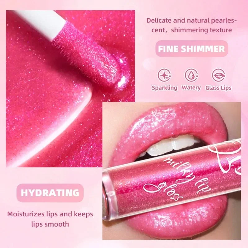Shimmer Lip Gloss Sexy Makeup, Coral Pink Gold Sparkles Lip Glaze, Hydrating Glossy Jelly Finish Liquid Lipstick Pro Cosmetics