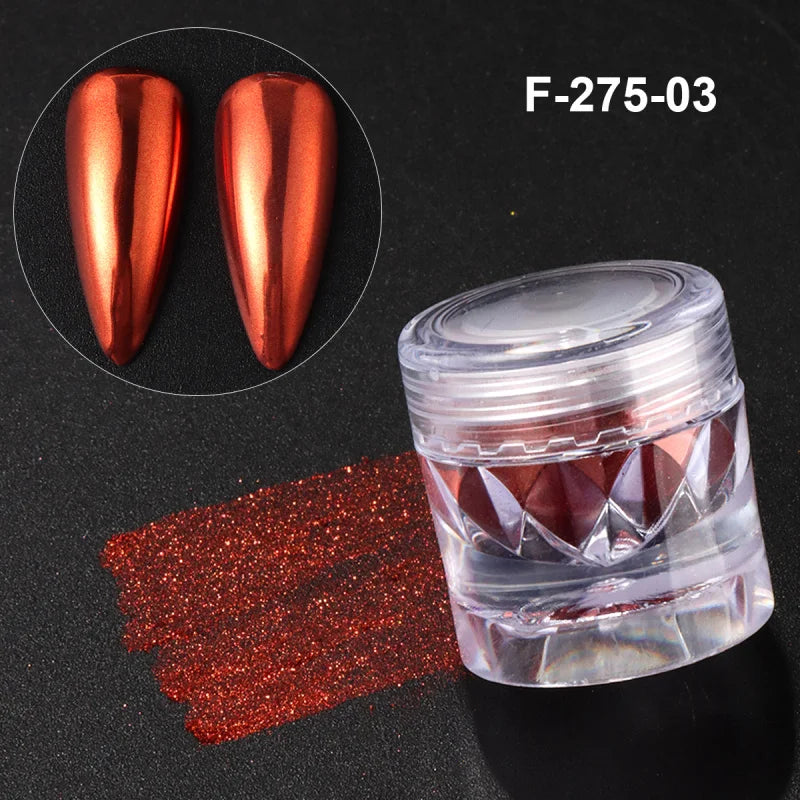 Chrome Red Pink Nail Glitter Powder Magic Mirror Metallic Rubbing Pigment Flakes Dust New  Year Valentine Nail Art Decor