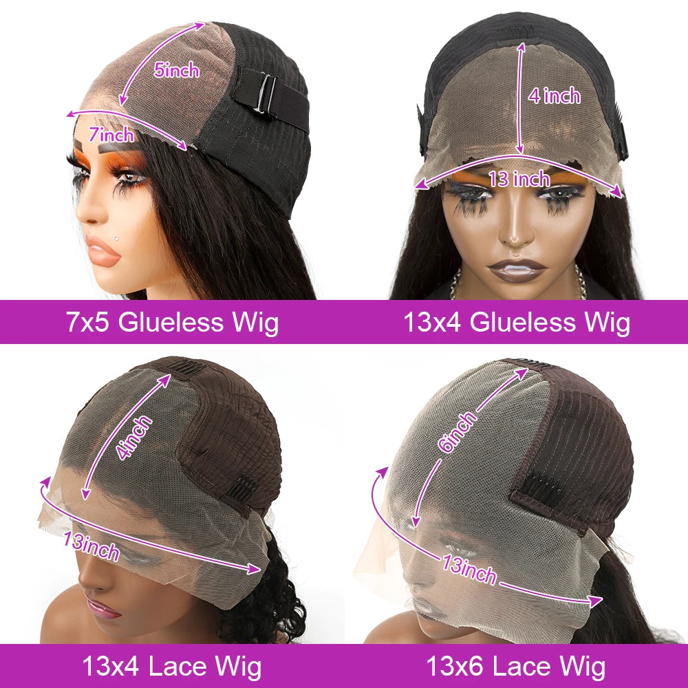 13x4 Glueless Lace Front Wig Human Hair Straight 13x6 HD Transparent Lace Frontal Wigs Short Bob Wig For Women Remy 250% Density