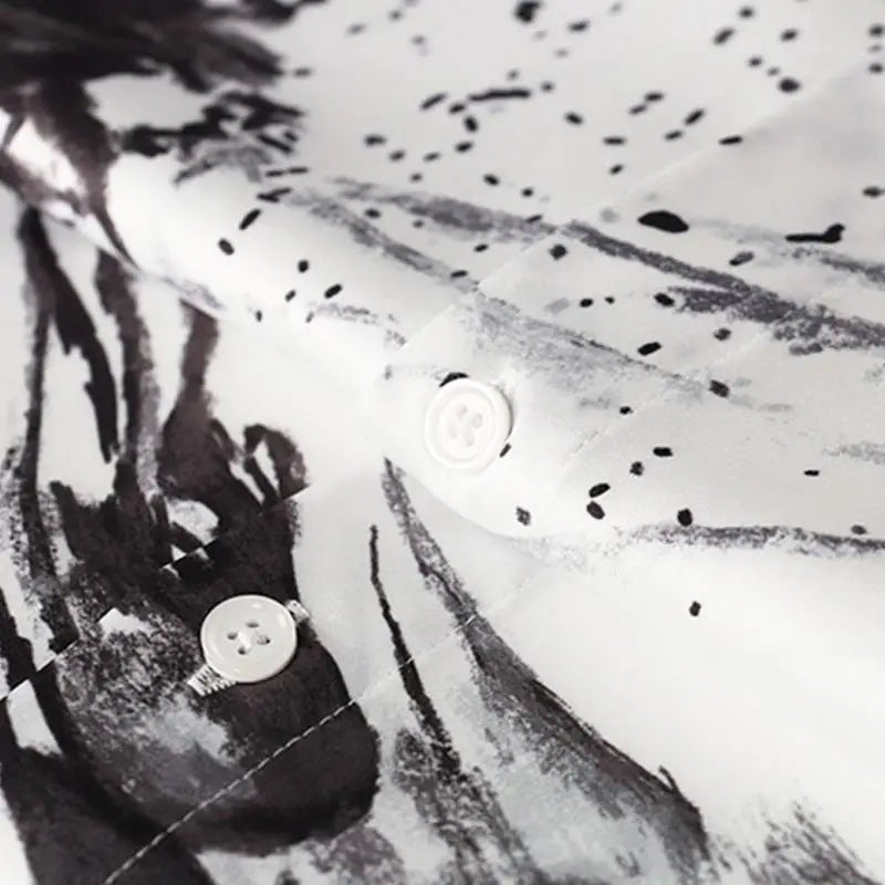 2025 Luxury Silk Artistic Flowers Shirt For Men Autumn Long Sleeve Casual Business Dress Shirts Social Streetwear Men Clothing