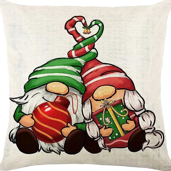Christmas linen pillowcase, Santa Claus printed pillow, cushion cover, home living room decoration cushion cover