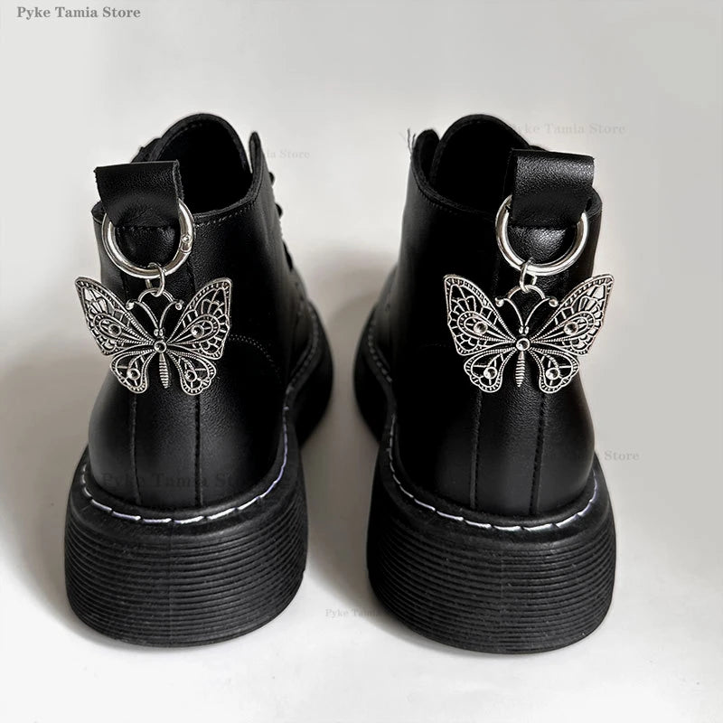 2pcs Metal Skull Butterfly Pendant Shoes Buckle Boots Shoes Decoration Heel Accessories Men Women Party Jewelry Diy Snap Hook