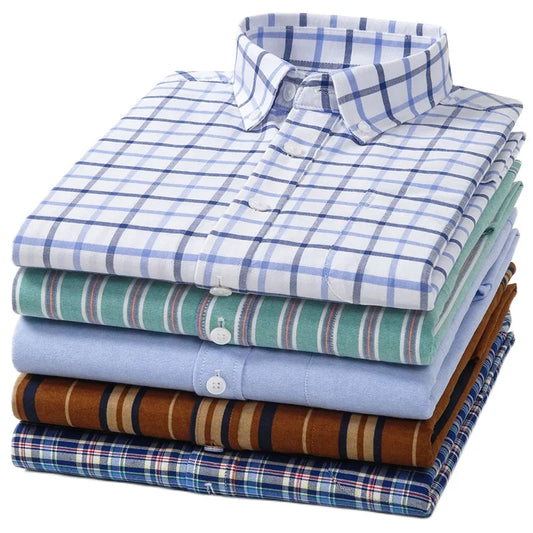 New 100% Cotton Men's Shirt Long Sleeve Casual Fashion Soft Social Business Solid Color Oxford Shirt 7XL 8XL