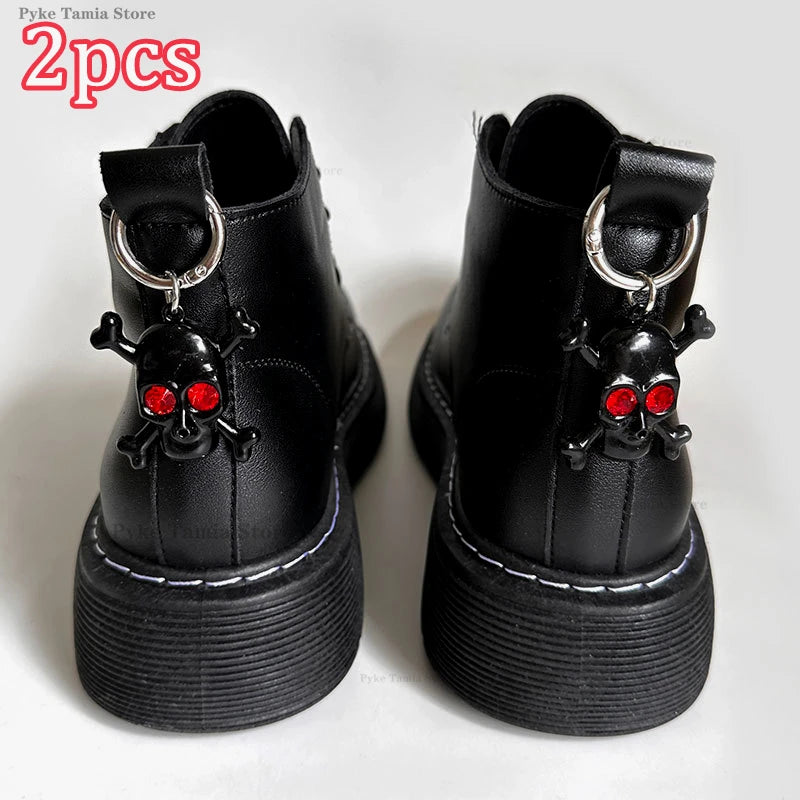 2pcs Metal Skull Butterfly Pendant Shoes Buckle Boots Shoes Decoration Heel Accessories Men Women Party Jewelry Diy Snap Hook
