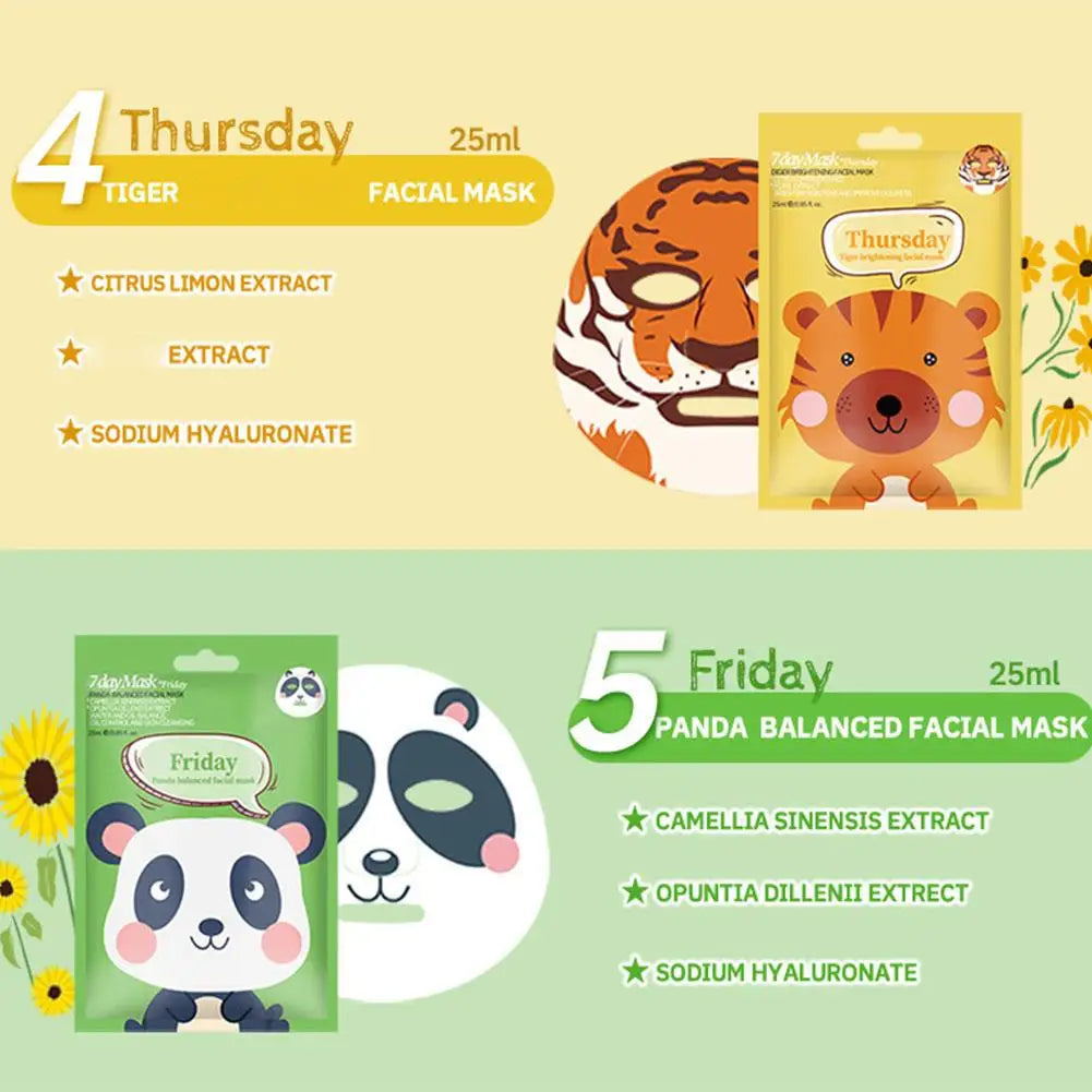 1/5pcs Cute Cartoon Animal Children's Sheet Mask Kids Spa Moisturize Face Masks Gentle Moisturizing Brighten Mask Skincare