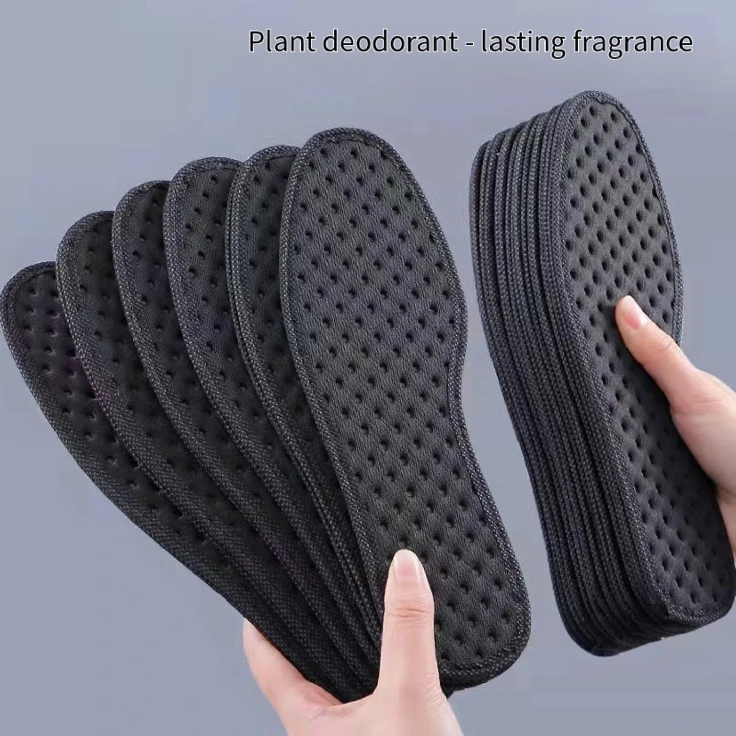 1 Pair Bamboo Charcoal Antibacterial Insoles Plant Deodorant Thick Shock Absorbing for Running Sports
