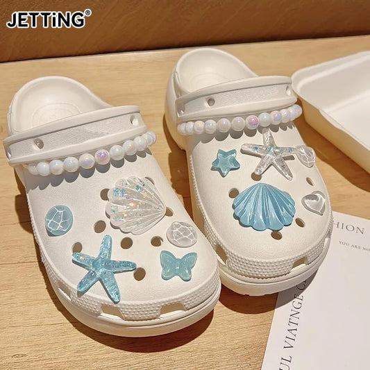 1pc/set DIY Clogs Sandals Garden Shoe Decor Cute Starfish Shell Resin Shoe Charms Accessories Buckles Bag Pins Girls Gifts