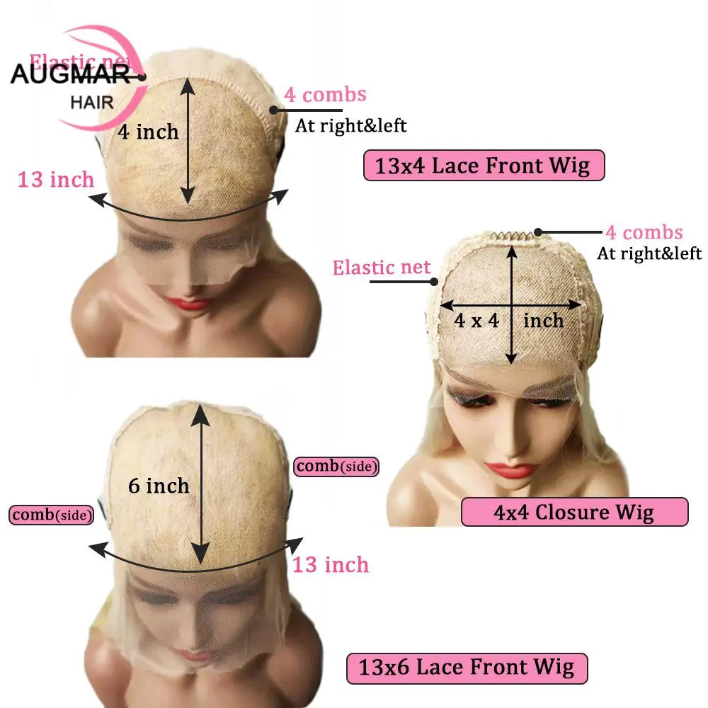 13x4 Ash Blonde Highlight Human Hair Wigs With Bangs 13x6 HD Lace Frontal Wig Short Bob Wig Lace Front Human Hair Wigs For Women