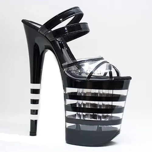 20 cm handmade fashion heels, striped platform sexy dancer shoes 8 inch Roman high-heeled summer sandals