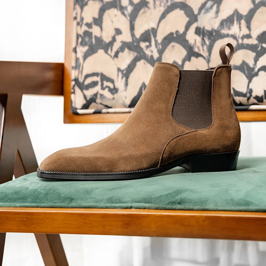 2025 Hanmce Chelsea Boots Top Quality Genuine Leather Slip-On Luxury Boots Men