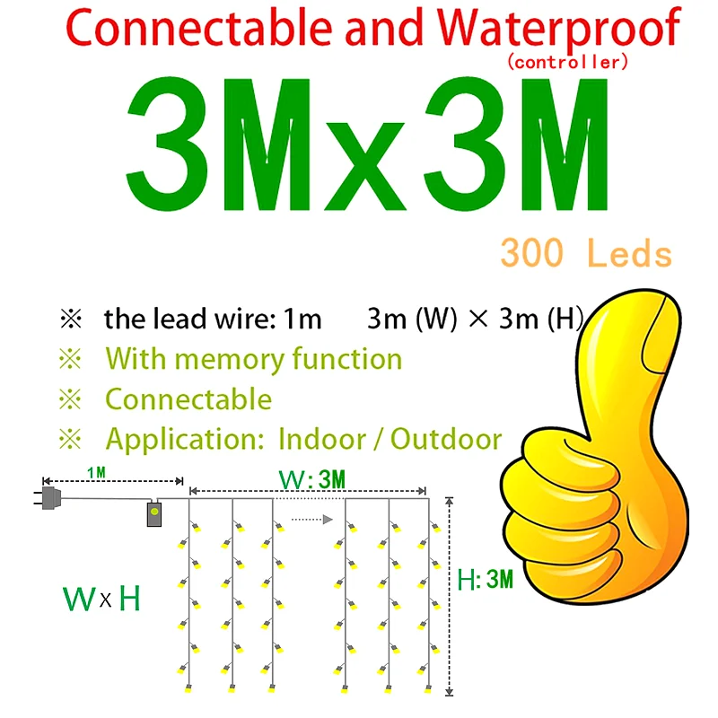 Led Icicle Curtain String Fairy Lights Christmas Lights Garland For Christmas New Year Wedding Home Room Patio Party Decoration