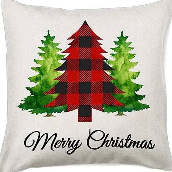 Christmas linen pillowcase, Santa Claus printed pillow, cushion cover, home living room decoration cushion cover
