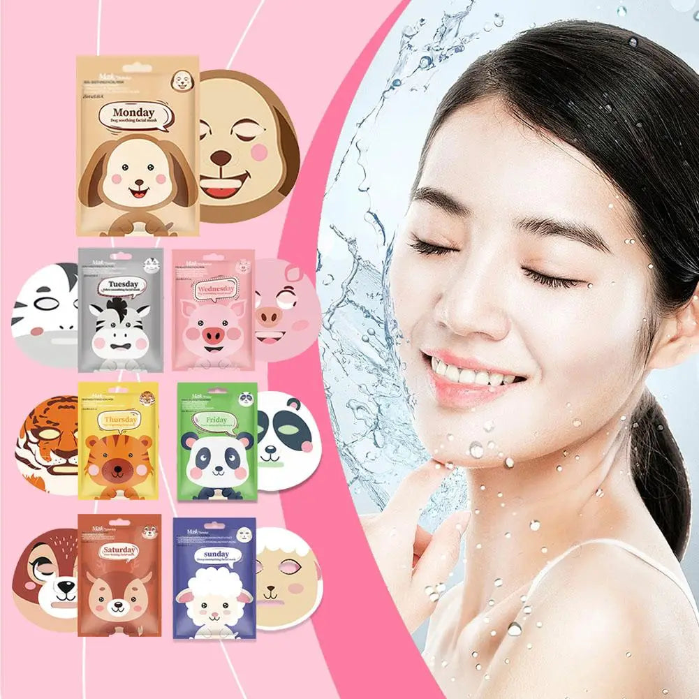 1/5pcs Cute Cartoon Animal Children's Sheet Mask Kids Spa Moisturize Face Masks Gentle Moisturizing Brighten Mask Skincare