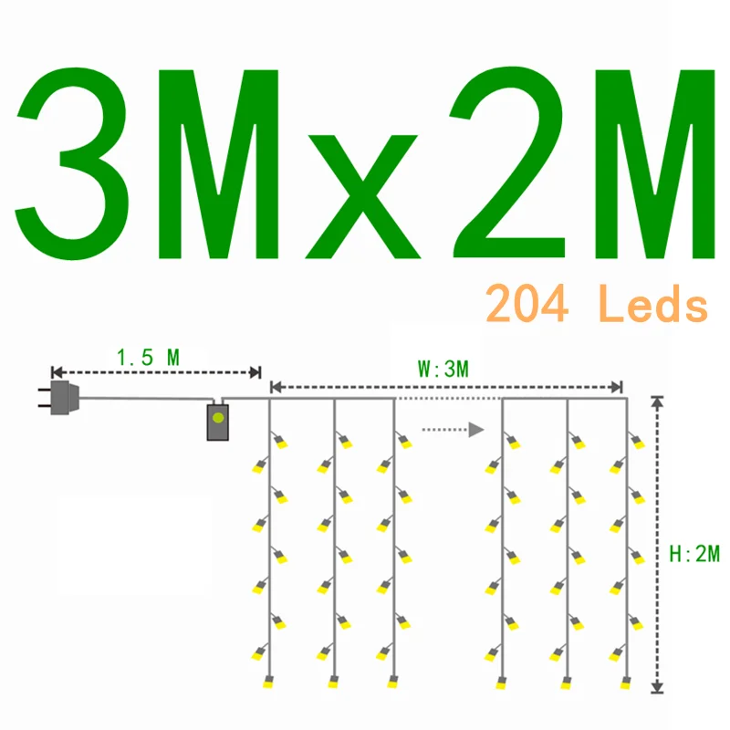 Led Icicle Curtain String Fairy Lights Christmas Lights Garland For Christmas New Year Wedding Home Room Patio Party Decoration