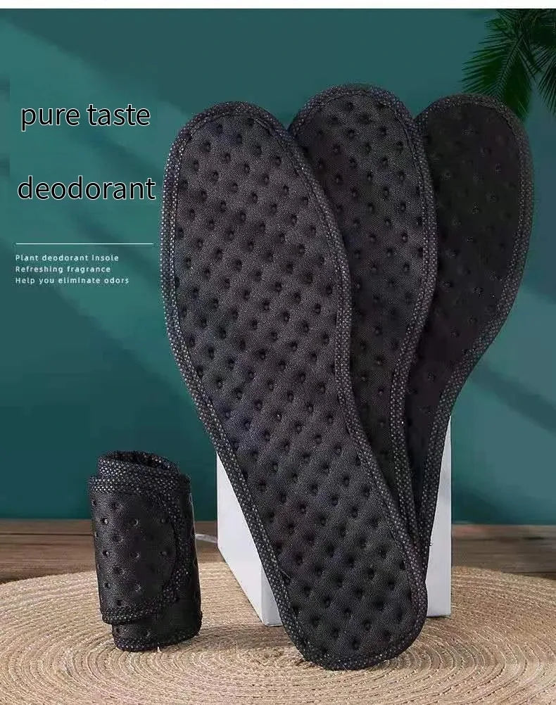 1 Pair Bamboo Charcoal Antibacterial Insoles Plant Deodorant Thick Shock Absorbing for Running Sports