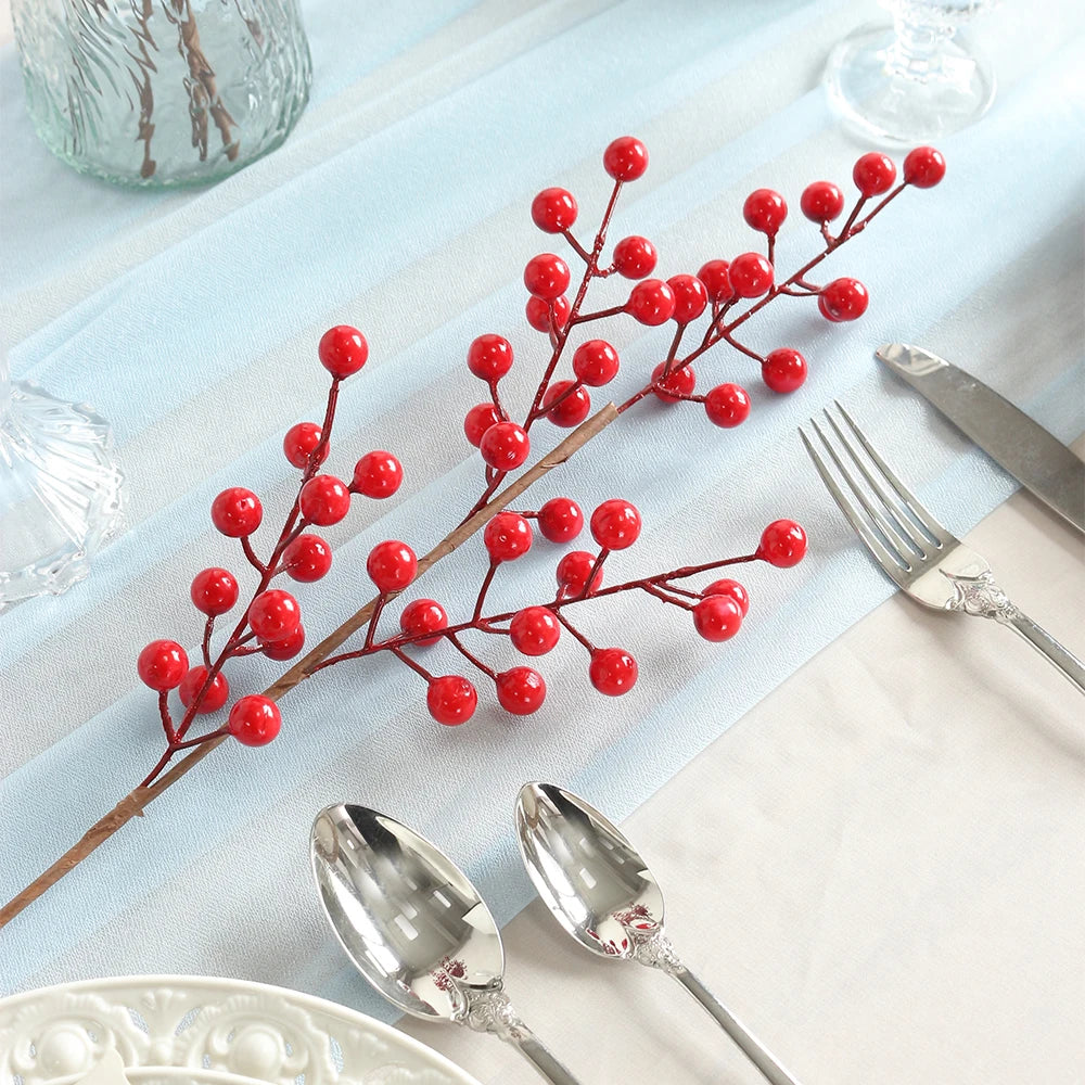 Artificial Berry Bouquet Christmas Decoration Fake Plant for Home Decor Xmas Tree Navidad New Year 2023 Ornaments Vase Accessory