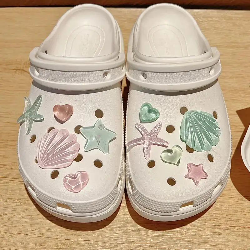 1pc/set DIY Clogs Sandals Garden Shoe Decor Cute Starfish Shell Resin Shoe Charms Accessories Buckles Bag Pins Girls Gifts