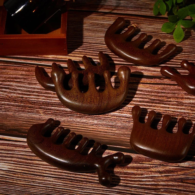 Wood Therapy Massage Comb Head Face Scalp Gua Sha Massager Natural Facial Sandalwood Wide Tooth Guasha Scraping Body Massage