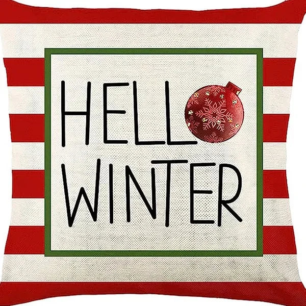 Christmas linen pillowcase, Santa Claus printed pillow, cushion cover, home living room decoration cushion cover