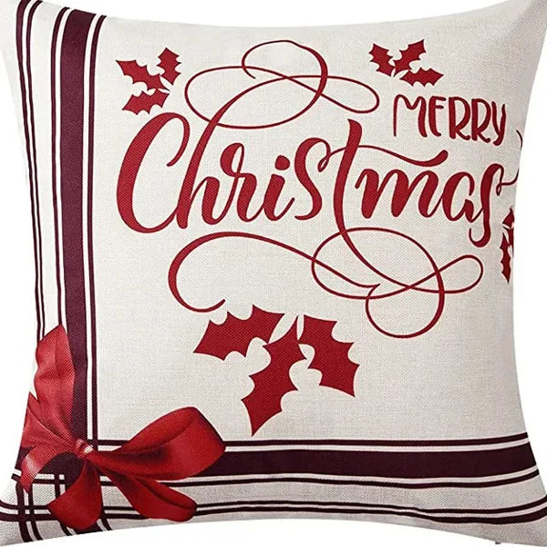 Christmas linen pillowcase, Santa Claus printed pillow, cushion cover, home living room decoration cushion cover
