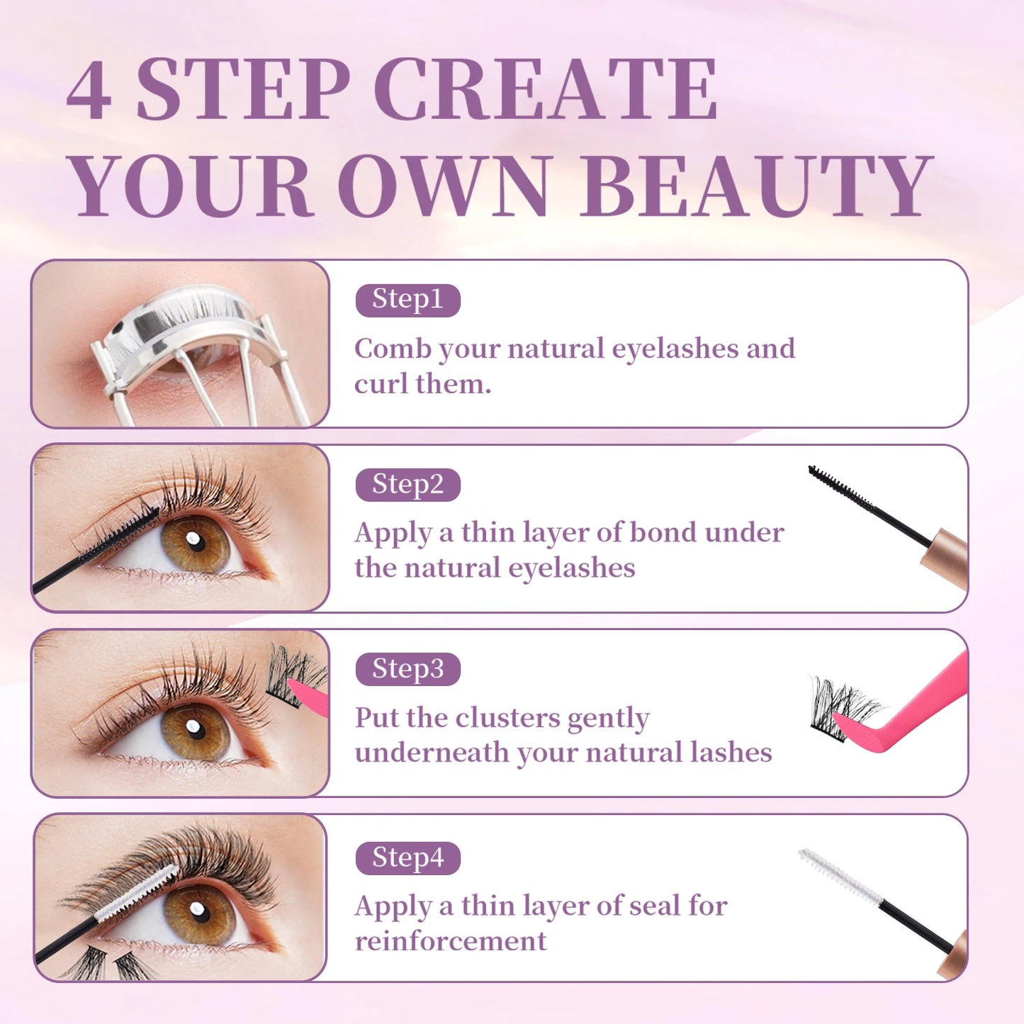 Lash Bond and Seal Waterproof Strong Hold Lash Cluster Glue for Eyelash Long Lasting Eyelash Makeup Tool