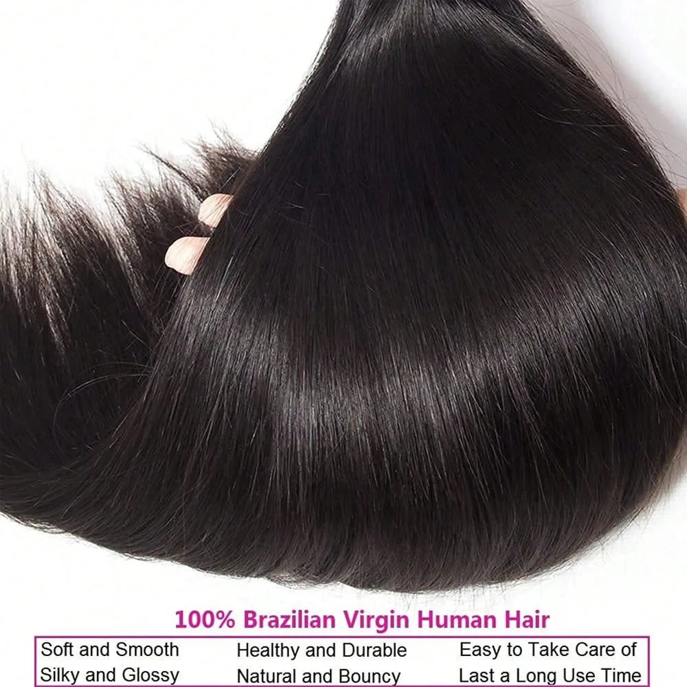 Human Hair 36 40 Inch Bone Straight Raw Hair Human Hair Bundles Extensions 1 3 4 Bundle Black Brazilian Remy Weave Bundles