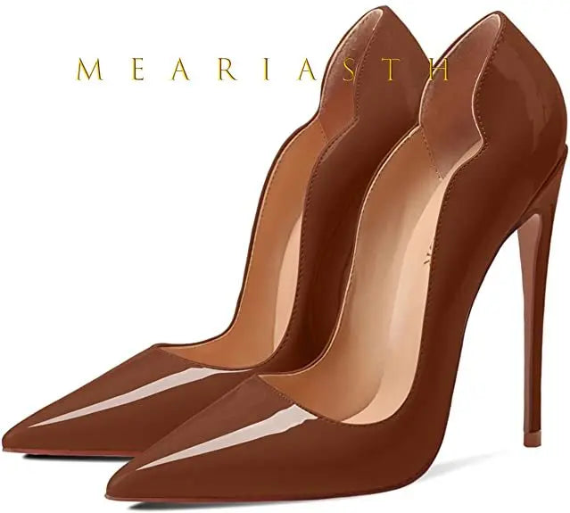 12cm Heels Women Patent Leather High Thin Heel Shoes Office Nightclub Pointed Toe V-mouth Single Shoes Wedding Party Women Pumps