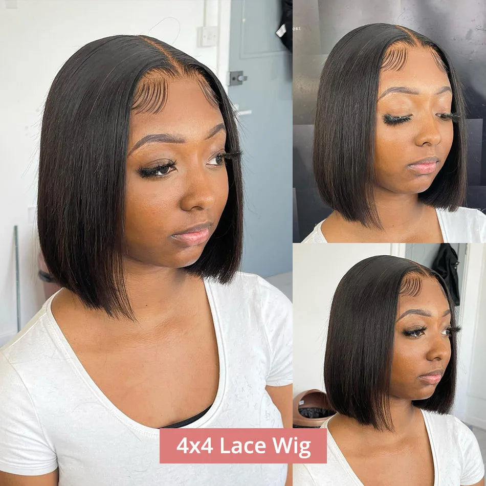 13x4 Glueless Lace Front Wig Human Hair Straight 13x6 HD Transparent Lace Frontal Wigs Short Bob Wig For Women Remy 250% Density