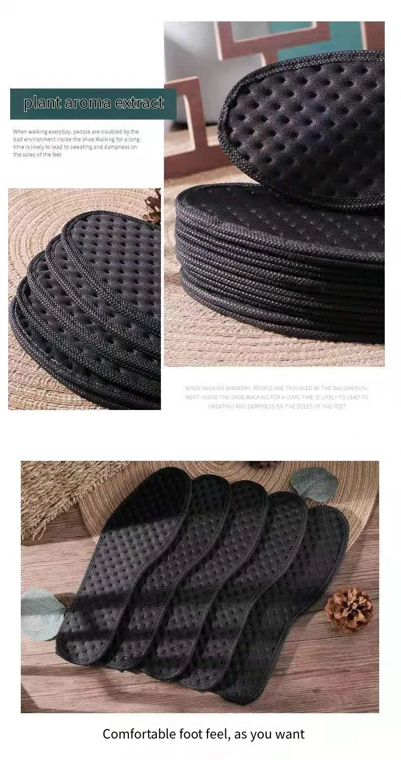 1 Pair Bamboo Charcoal Antibacterial Insoles Plant Deodorant Thick Shock Absorbing for Running Sports