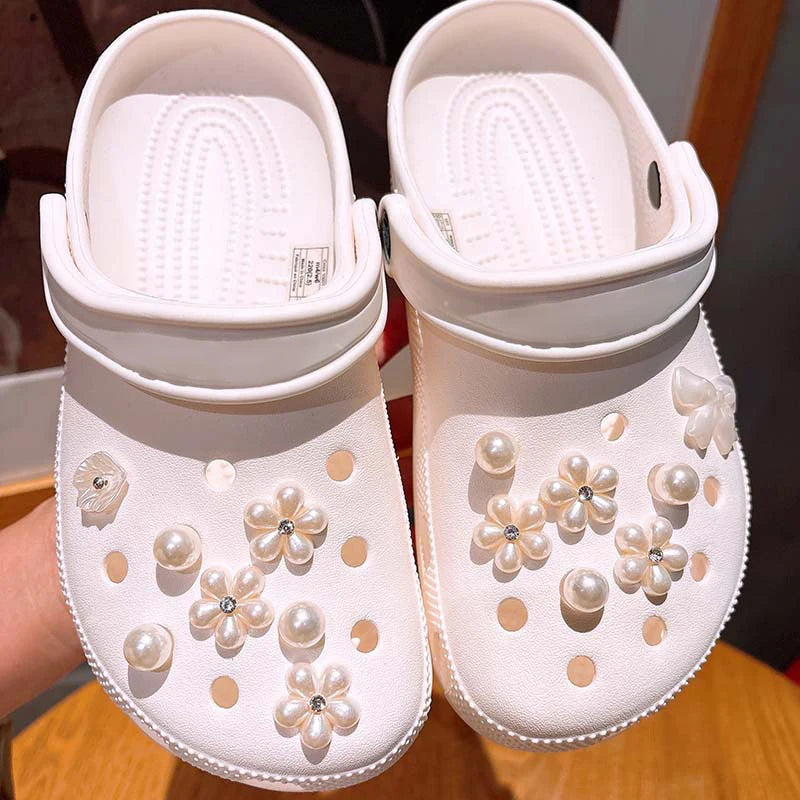 Sea DIY Shell Hole Punch Shoe Charms Ocean Lava Rock & Starfish Shoe Clips For Summer Sandals & Slippers Decorations Women Gifts