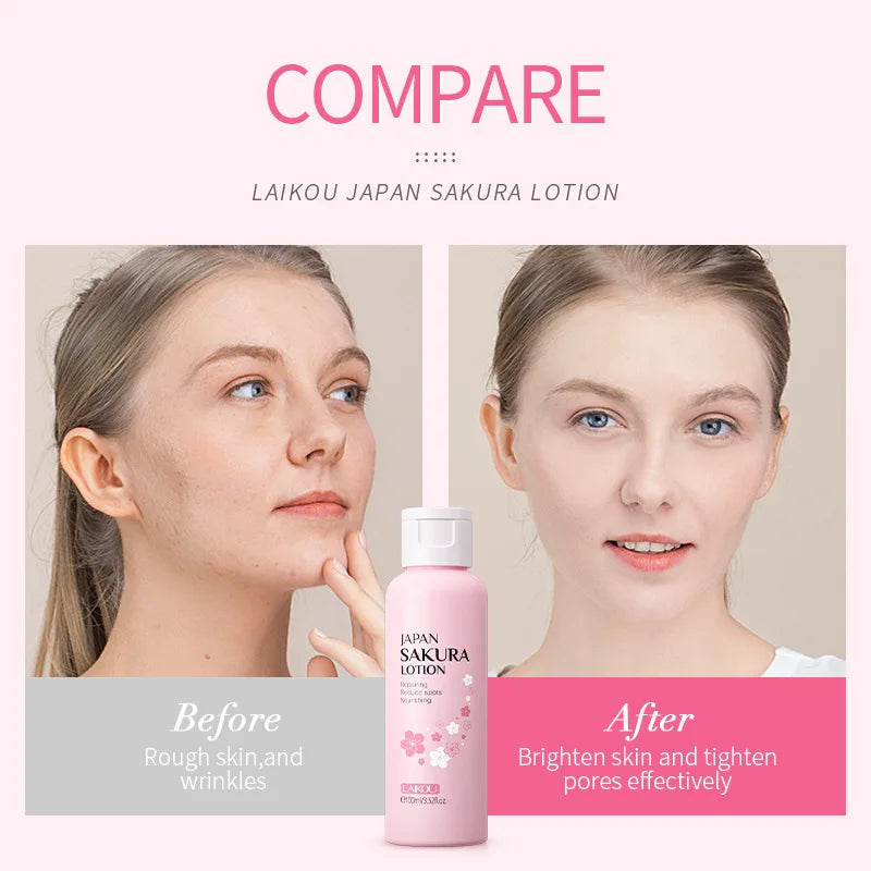 LAIKOU Sakura Face Lotion Moisturizing Essence  Shrink Pores Repairing  Improve Skin Elasticity  100ML