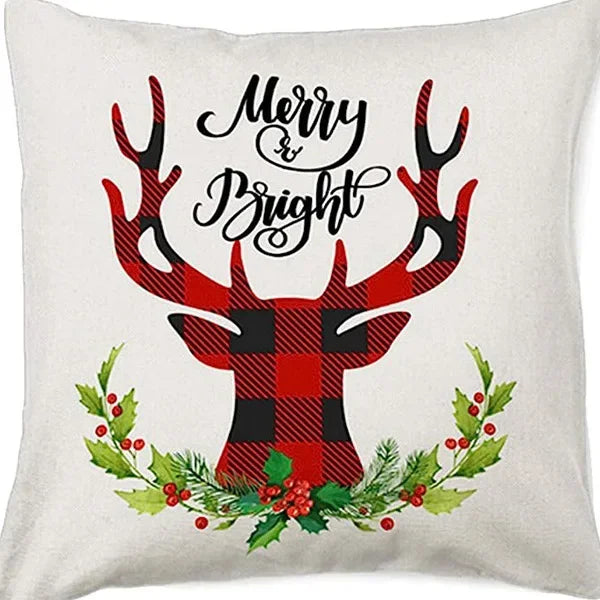 Christmas linen pillowcase, Santa Claus printed pillow, cushion cover, home living room decoration cushion cover
