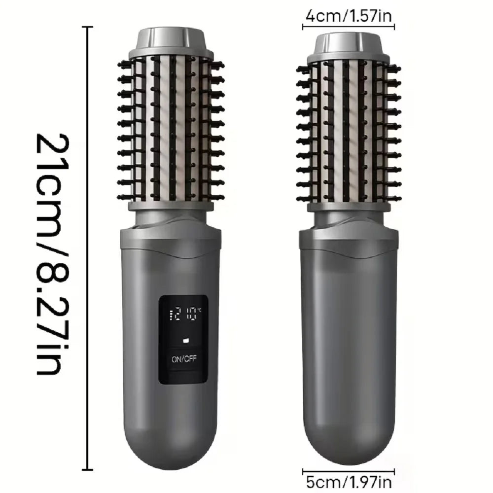 USB charging portable hair curler, two in one straight hair comb, with LED display screen, suitable for travel and family use