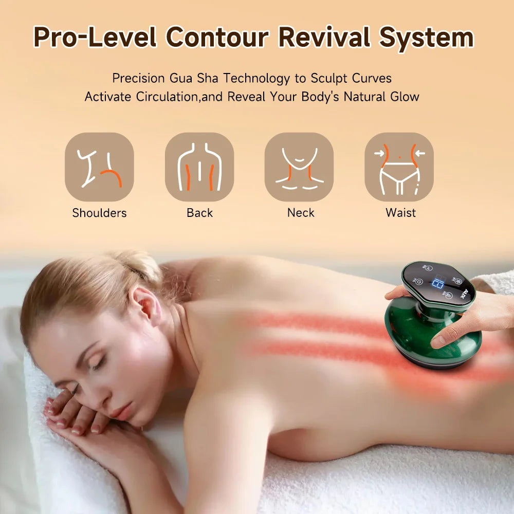 Electric Guasha Scraping Massage Cupping Body Massager Vacuum Cans Suction Cup Heating Fat Burner Anti-cellulite Massager