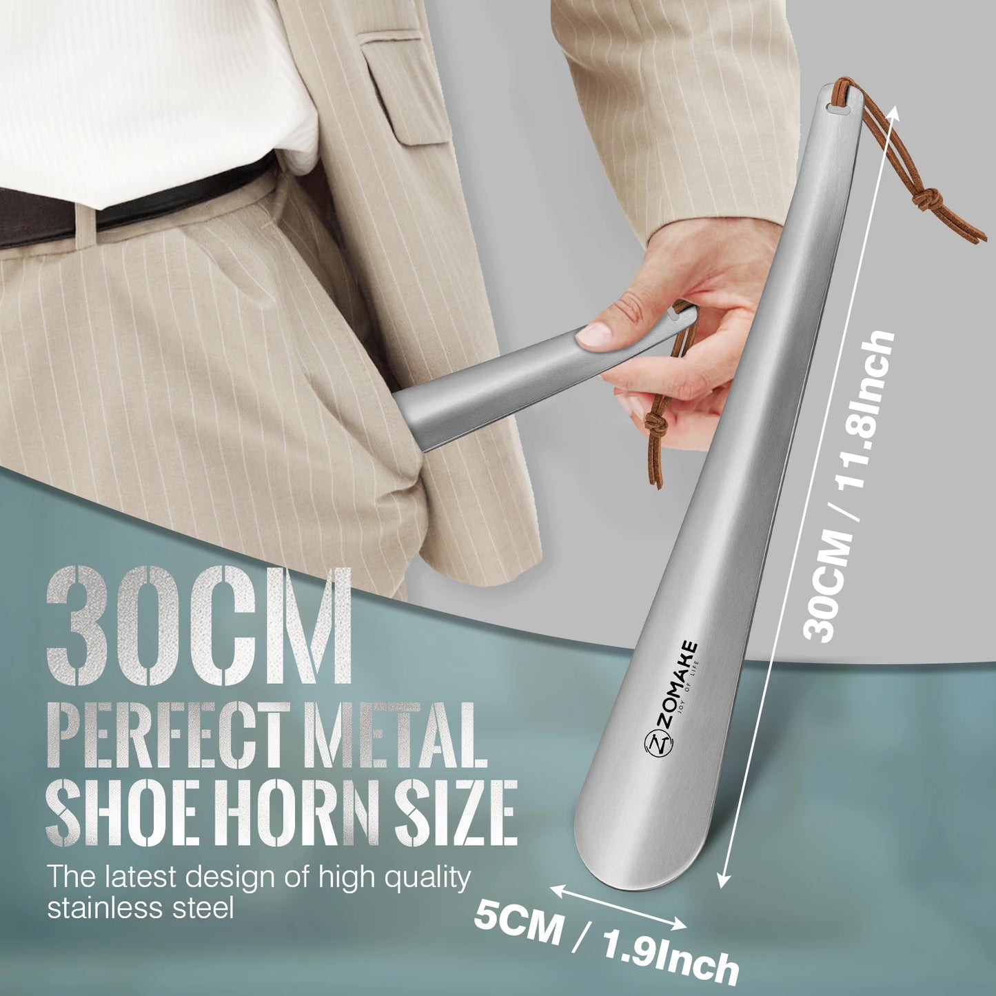 30cm Shoe Lifter Metal Shoe Horns Long Handle Shoe Horn Spoon Shoehorn for Seniors Mens Womens Kidss Stainless Steel Shoehorn