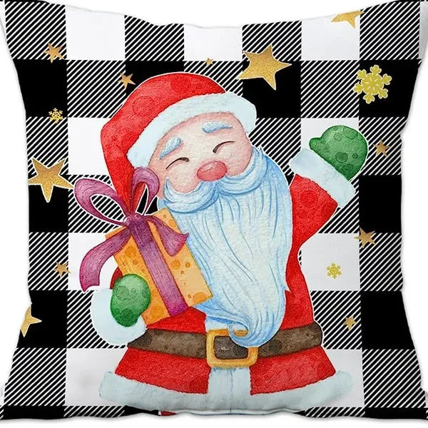 Christmas linen pillowcase, Santa Claus printed pillow, cushion cover, home living room decoration cushion cover