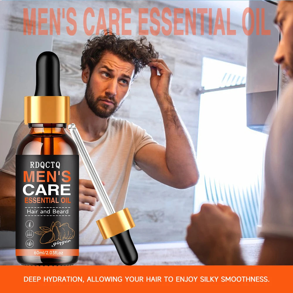 Men Beard Essential Oil Hair Growth Liquid Chest Increase Moisturize Soft Smooth Nourish Thicken For Grooming Hair Facial Care