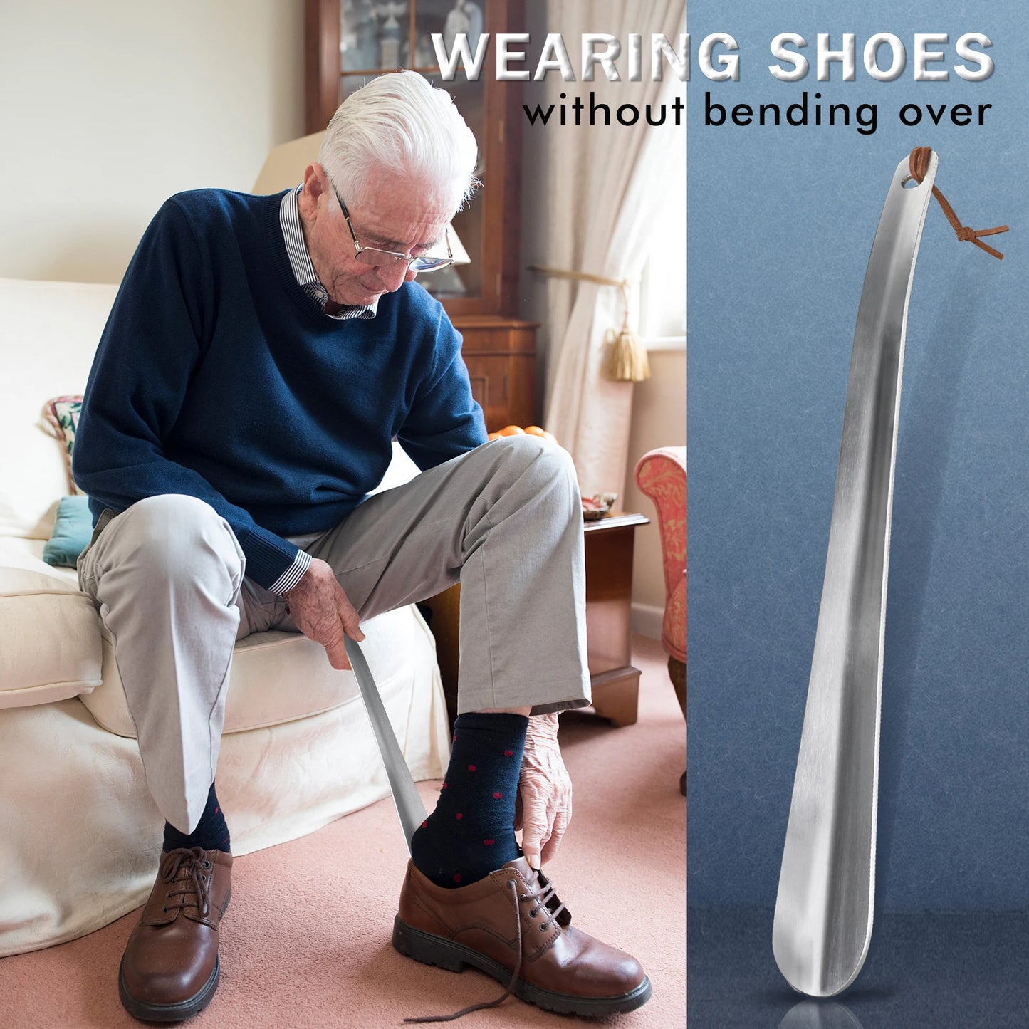 30cm Shoe Lifter Metal Shoe Horns Long Handle Shoe Horn Spoon Shoehorn for Seniors Mens Womens Kidss Stainless Steel Shoehorn