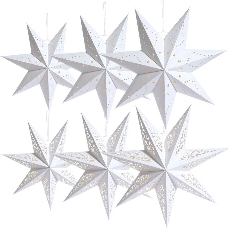 Christmas Hollow Star Hanging Pendant Window Grille Christmas Decoration for Home 2025 Paper Lampshade Wedding Xmas Gift