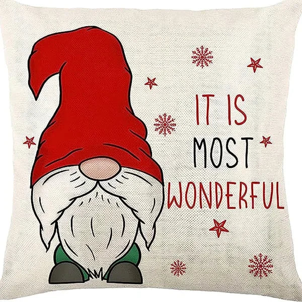 Christmas linen pillowcase, Santa Claus printed pillow, cushion cover, home living room decoration cushion cover