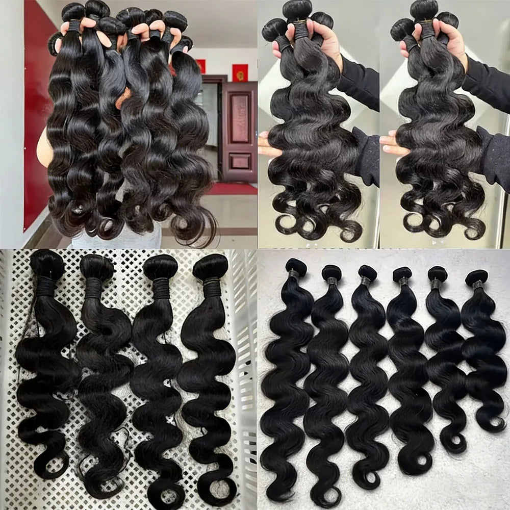 30 40 Inch Body Wave Bundles 100% Real Raw Human Hair Extensions Wet And Wavy Remy Weave Hair Bundles For Black Women