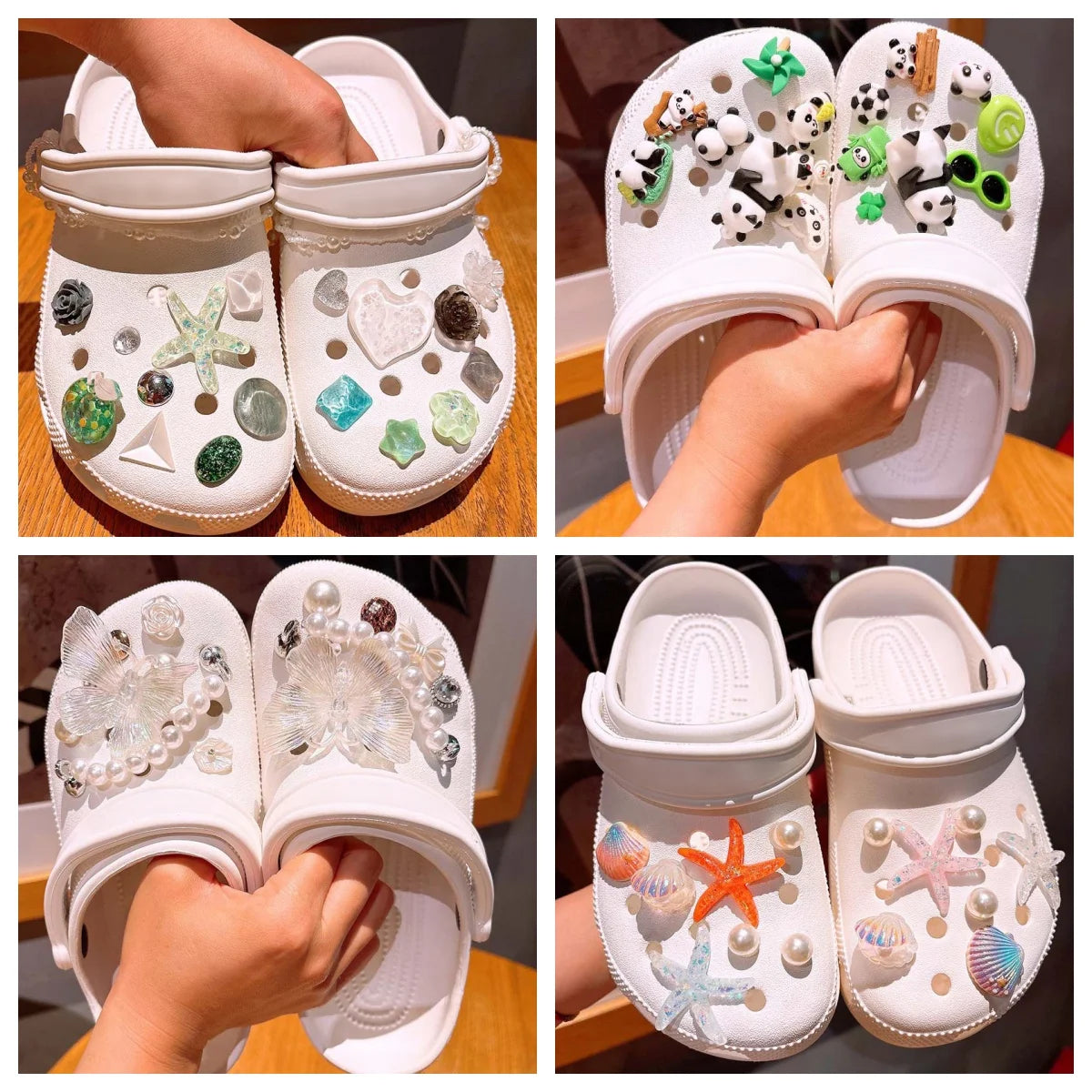 Sea DIY Shell Hole Punch Shoe Charms Ocean Lava Rock & Starfish Shoe Clips For Summer Sandals & Slippers Decorations Women Gifts