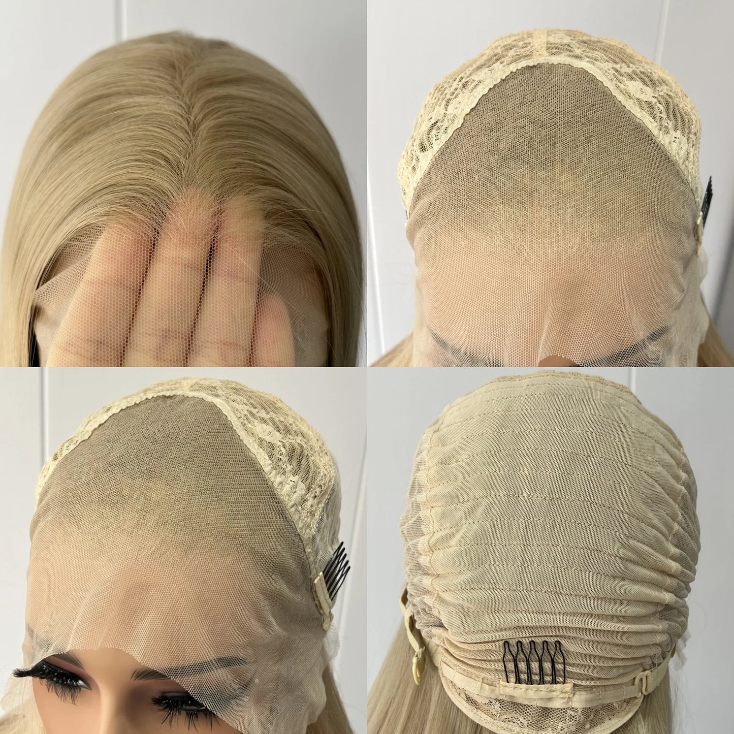 Ash Blonde Long Silky Straight Synthetic Lace Front Wig Free Part Dirty Blonde Colored Heat Resistant Fiber Wigs for Women Daily