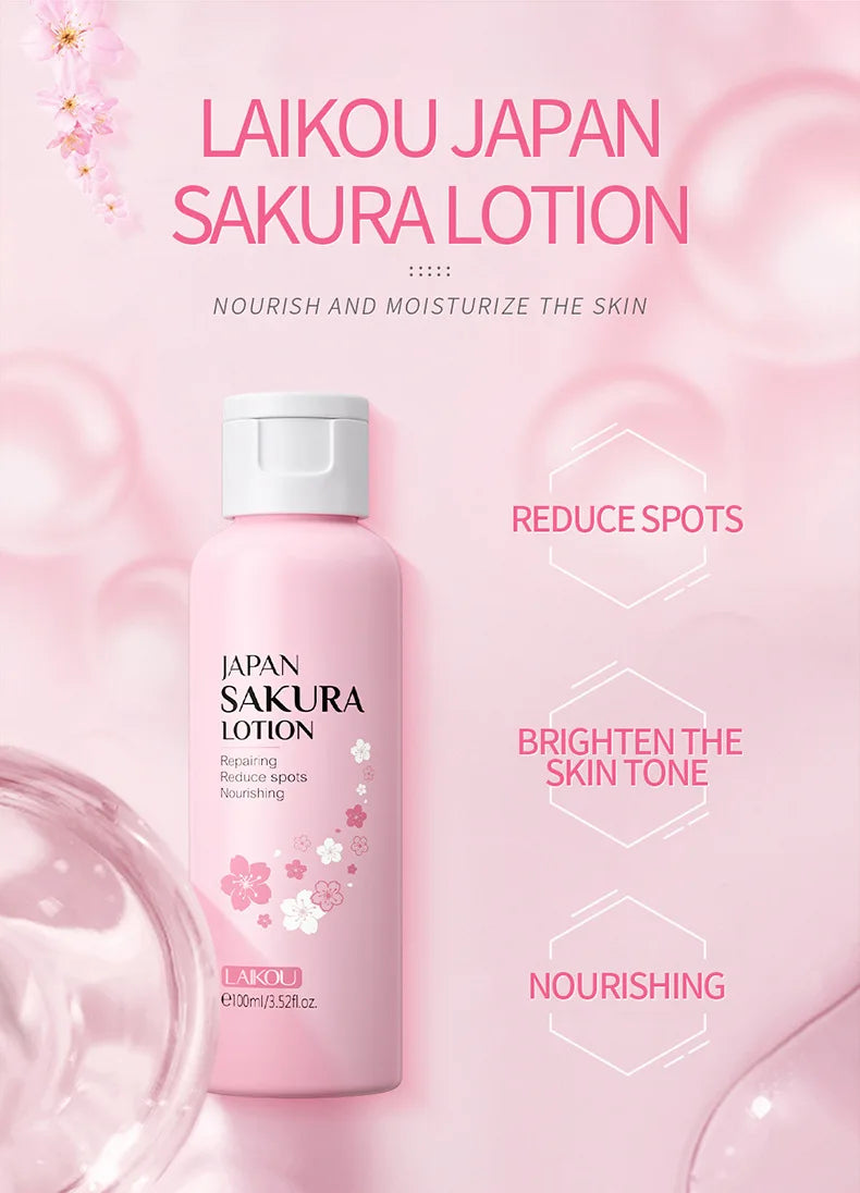 LAIKOU Sakura Face Lotion Moisturizing Essence  Shrink Pores Repairing  Improve Skin Elasticity  100ML