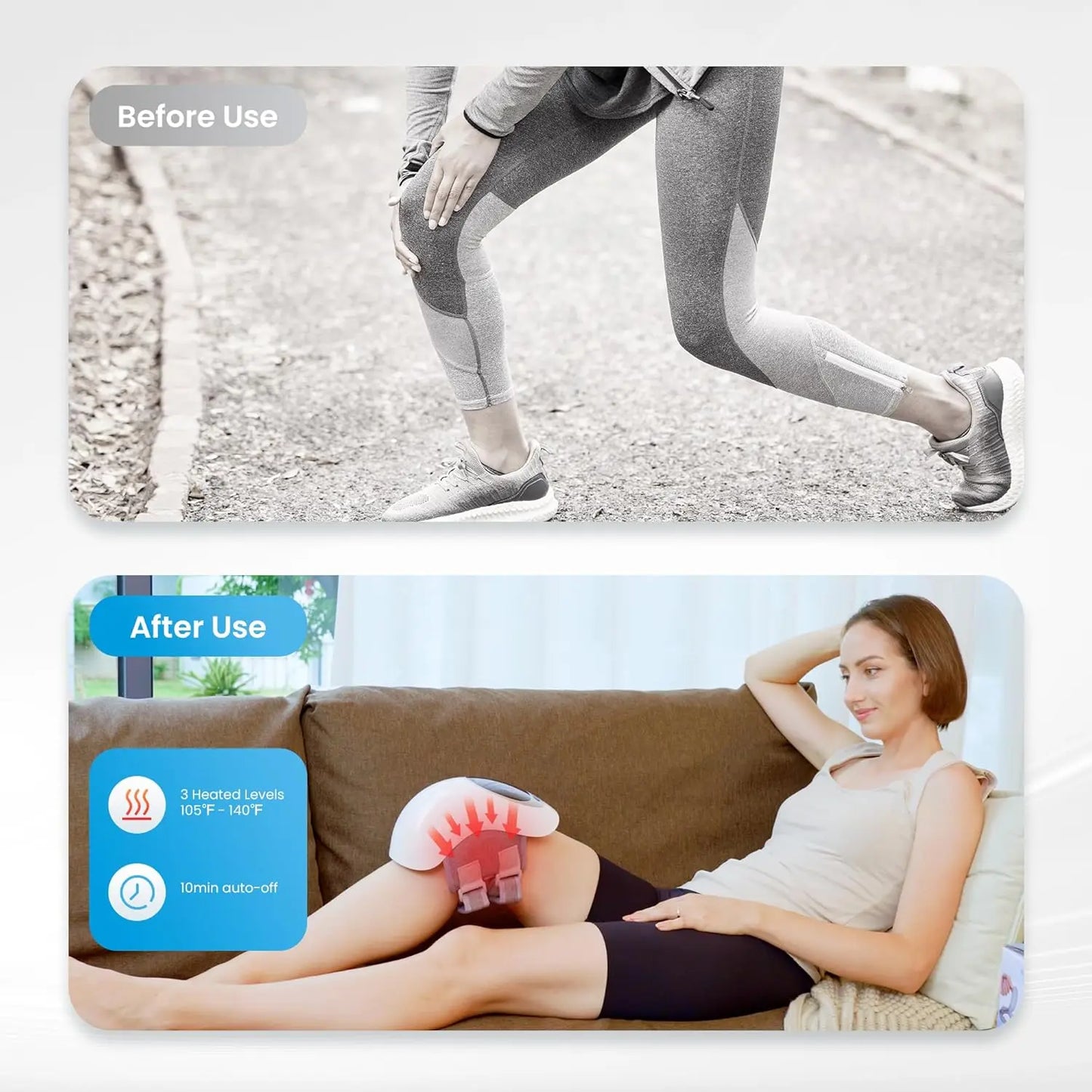 3 in 1 Cordless Knee Massager with Red Light and Vibration Knee Brace Machine for Knee Muscle Relaxation Gifts for Women Men