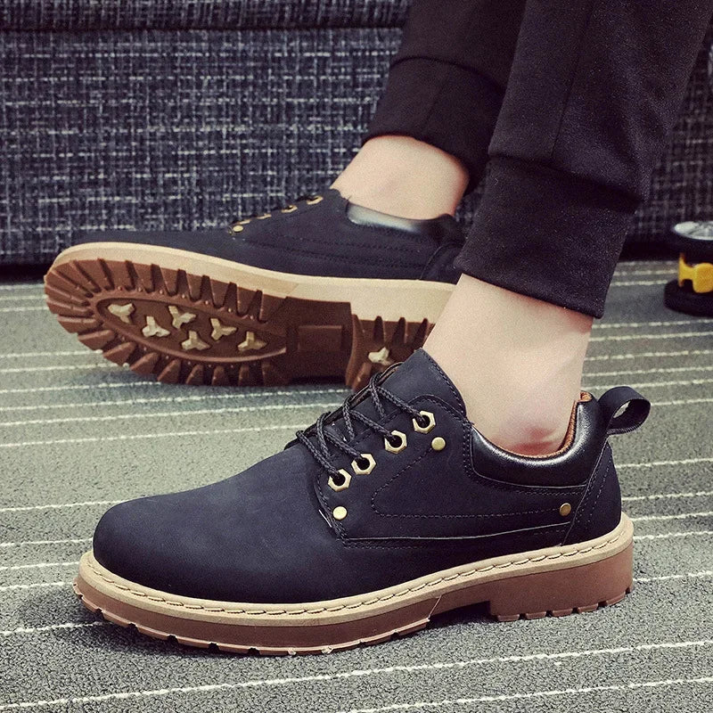 Mens Fashion Shoes England Style Formal Shoes for Man Non Slip Ankle Boots Outdoor Waterproof Casual Work Land Shoes