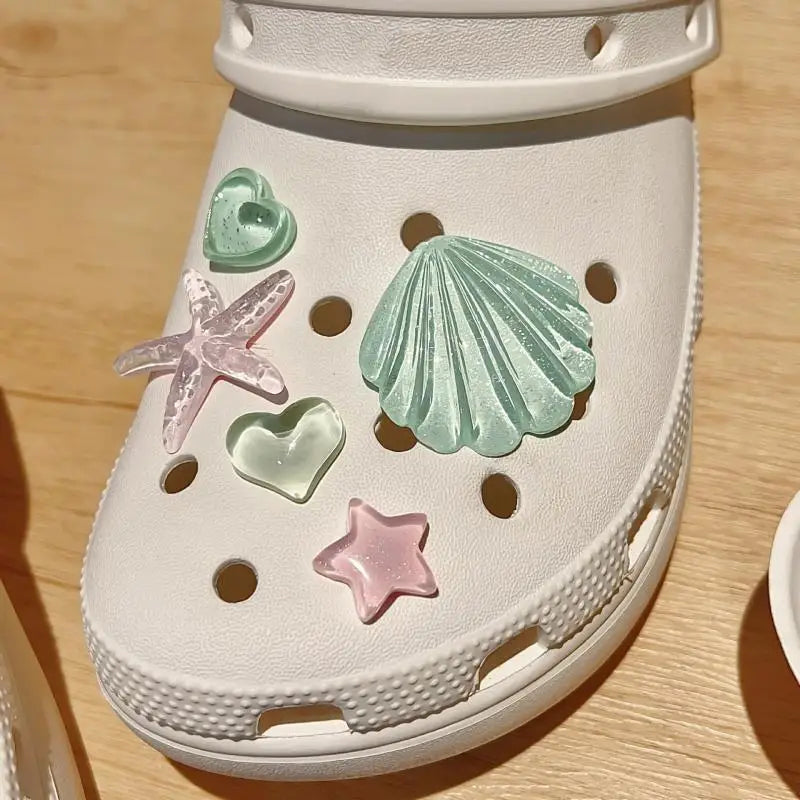 1pc/set DIY Clogs Sandals Garden Shoe Decor Cute Starfish Shell Resin Shoe Charms Accessories Buckles Bag Pins Girls Gifts