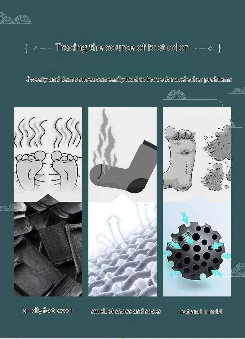 1 Pair Bamboo Charcoal Antibacterial Insoles Plant Deodorant Thick Shock Absorbing for Running Sports