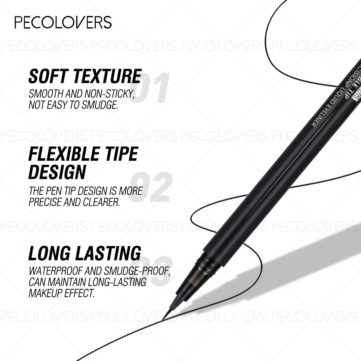 1PC Long Lasting Waterproof Black Liquid Eyeliner Pen Quick-dry Eye Liner Anti Smudge Liquid Eyeliner Pen Perfect for Festivals
