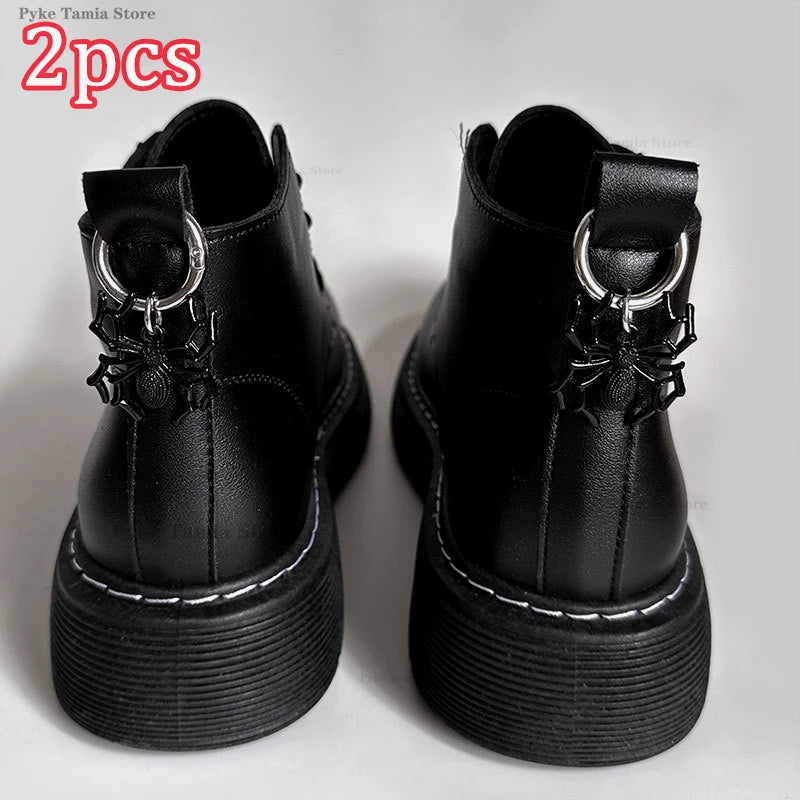 2pcs Metal Skull Butterfly Pendant Shoes Buckle Boots Shoes Decoration Heel Accessories Men Women Party Jewelry Diy Snap Hook